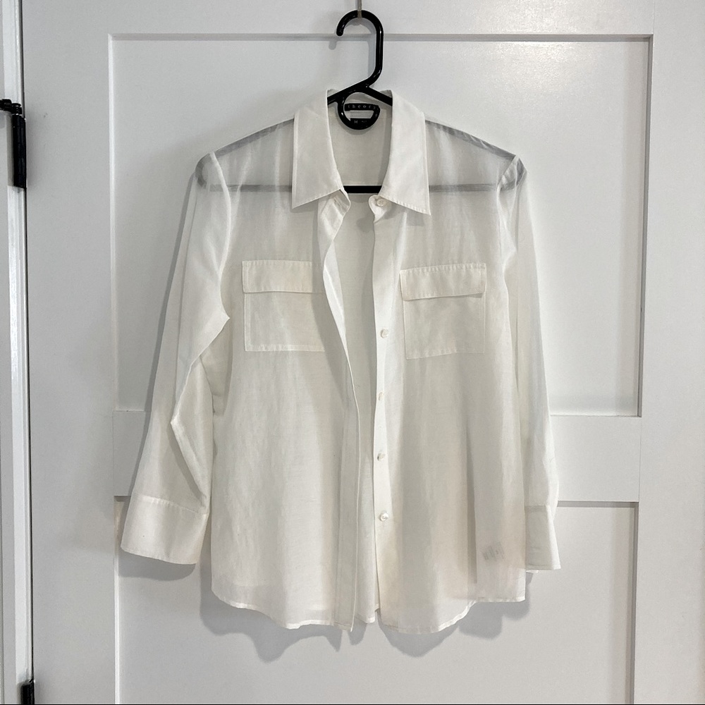 Theory Size Medium White Button Down. Like New! - image 1